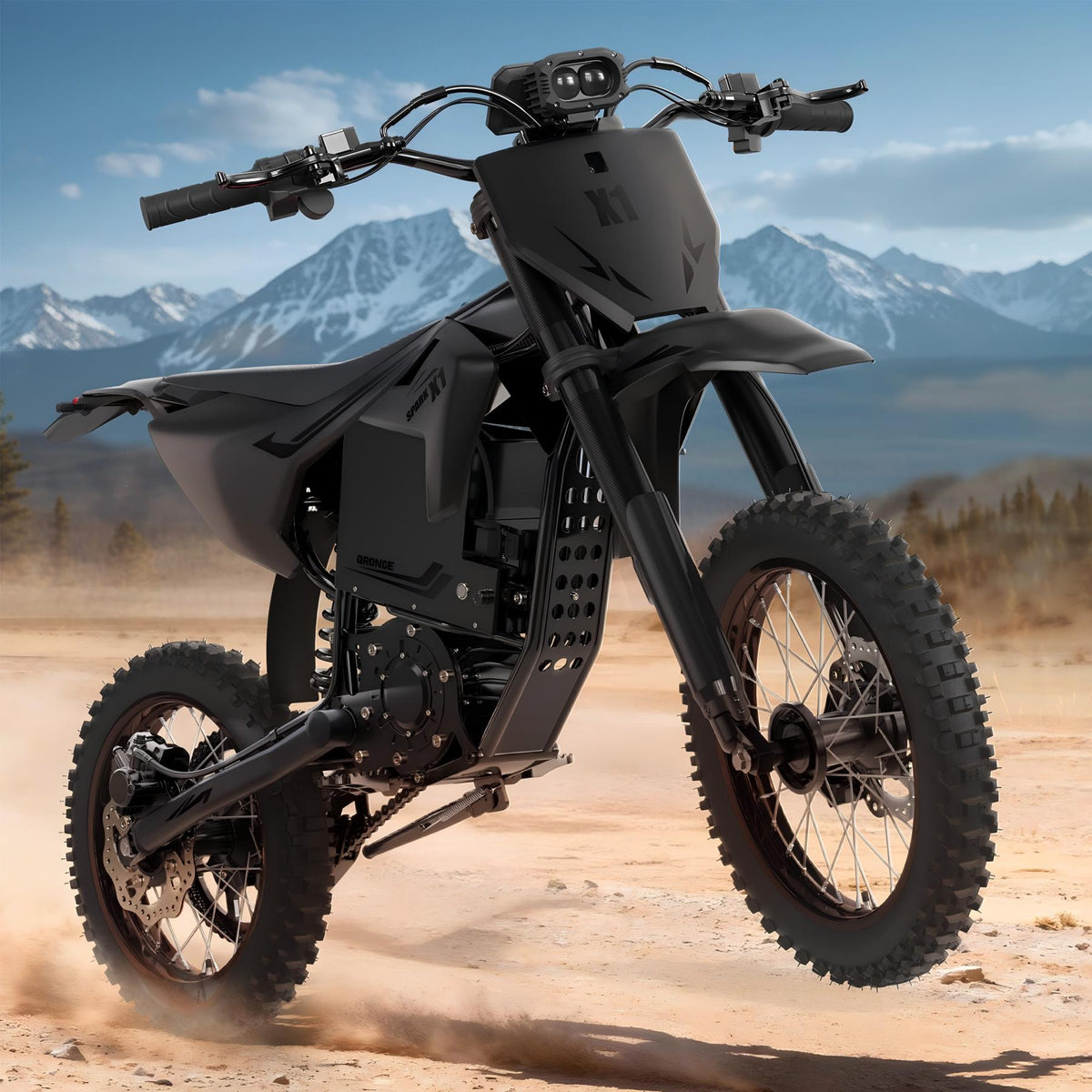 Qronge Electric Dirt Bike for Adults 50 mph 4500W Peak Motor X1 Spark E-Bike up to 60Miles Range 14"/12" Fat Tire off Road Ebike with 60V 28.8AH Battery Full Suspension Mountain E Bike, UL2849 by SGS