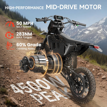 Qronge Electric Dirt Bike for Adults 50 mph 4500W Peak Motor X1 Spark E-Bike up to 60Miles Range 14"/12" Fat Tire off Road Ebike with 60V 28.8AH Battery Full Suspension Mountain E Bike, UL2849 by SGS