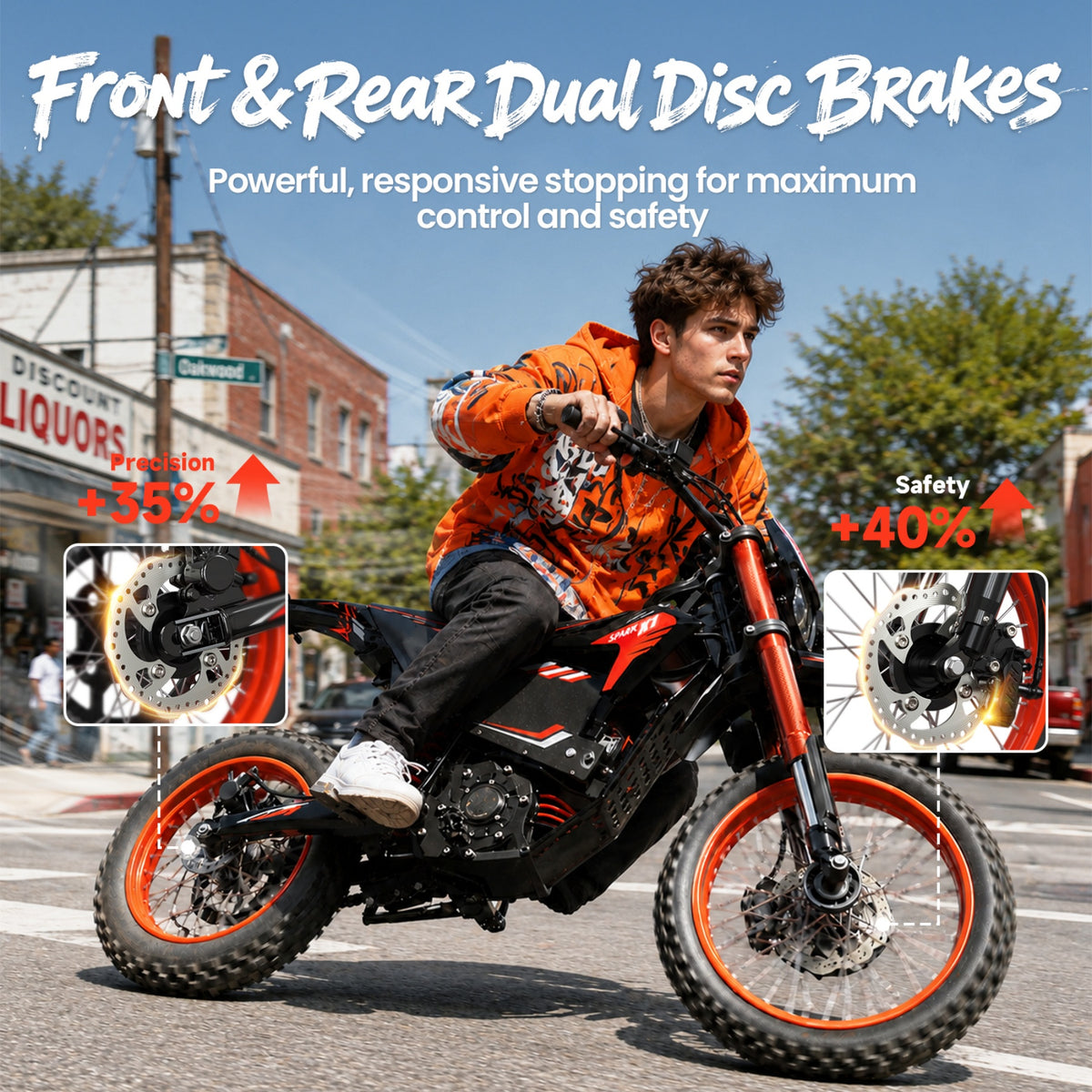 X1 Spark Electric Dirt Bike for Adults 50 mph 4500W Peak E-Bike up to 60 Mile Range, 60V 28.8AH Battery Fat Tire Full Suspension Ebikes with 17"/14" Wheel, off Road Mountain E Bike, UL2849 by SGS