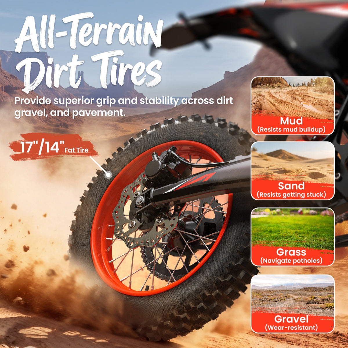 X1 Spark Electric Dirt Bike for Adults 50 mph 4500W Peak E-Bike up to 60 Mile Range, 60V 28.8AH Battery Fat Tire Full Suspension Ebikes with 17"/14" Wheel, off Road Mountain E Bike, UL2849 by SGS