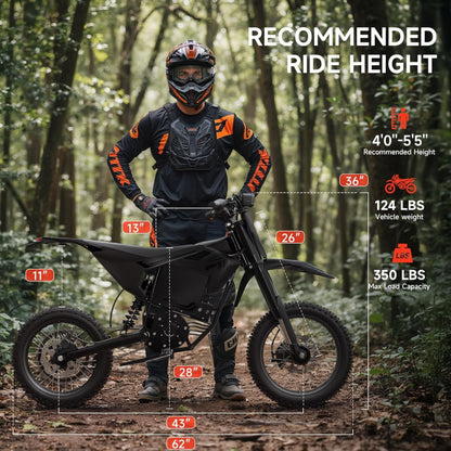 4500W Electric Dirt Bike for Adults 50 mph Max Speed off Road E-Bike up to 60Miles Range 14"/12" Fat Tire Ebike 60V 28.8AH Battery Full Suspension E Mountain Bike, Dual Hydraulic Brake, UL2849 by SGS